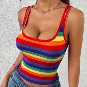 SHEIN Multicolor Striped Crop Top
